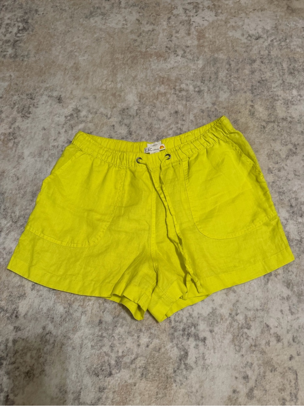 C&C California Bright Lime High-Waist Drawstring Shorts